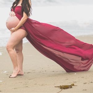 Maternity flowy open sheer dress